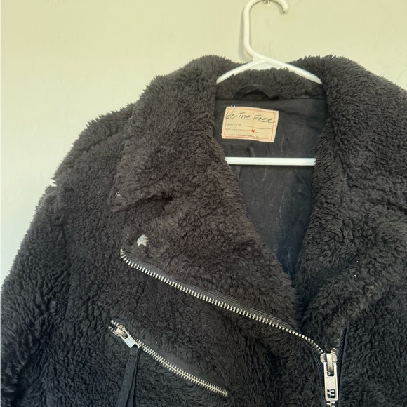 FREE PEOPLE So Cozy Slouchy Fleece Moto Jacket In Black size medium - Picture 4 of 11